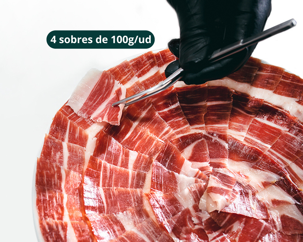 Jamón 100% Ibérico Bellota DO Los Pedroches - 4 sobres 100g/ud
