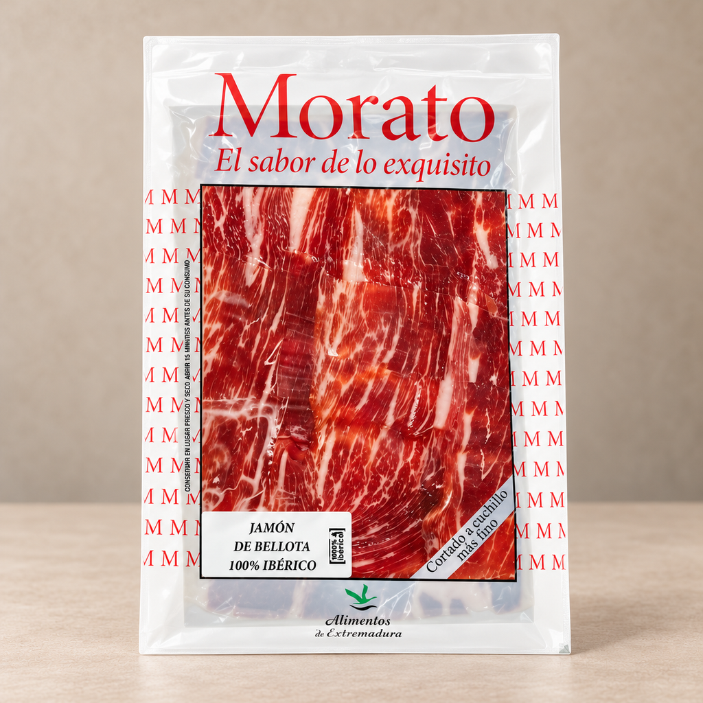 Jamón Bellota 100% Ibérico cortado a cuchillo - 5uds de 100g/ud