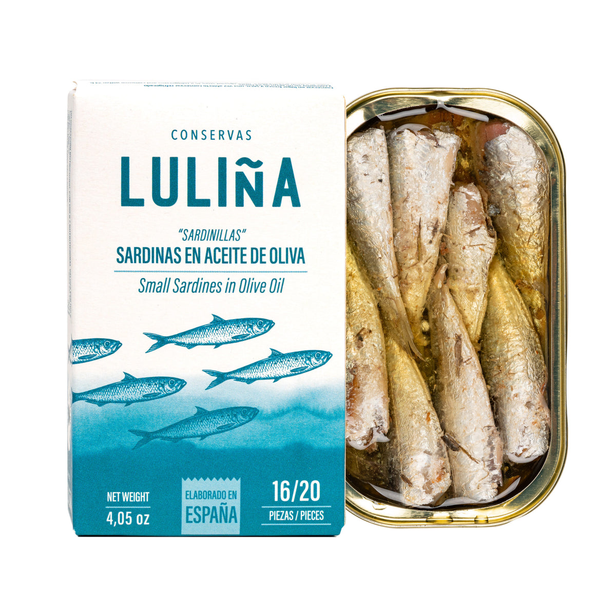 Sardinillas en aceite de oliva 16/20 piezas – CONSERVAS LULIÑA