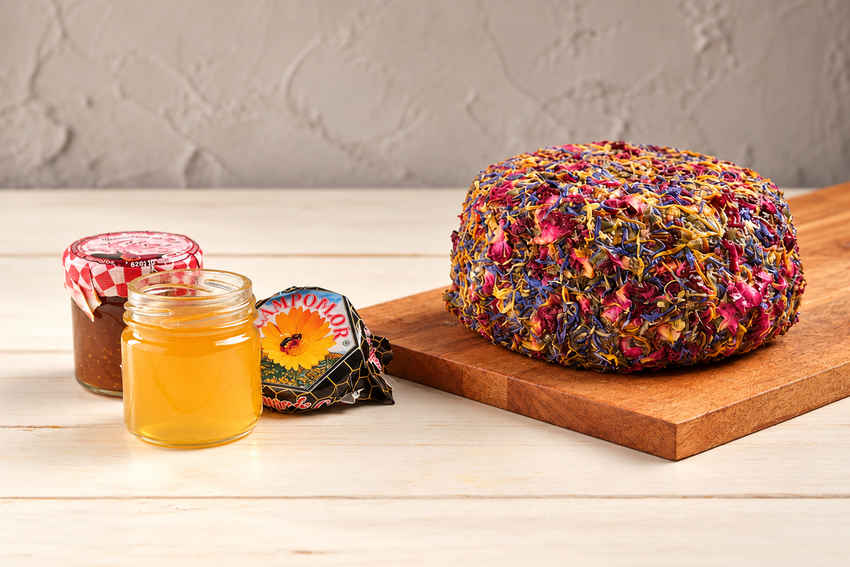 Queso Semicurado de Cabra con Miel y Flores La Yerbera