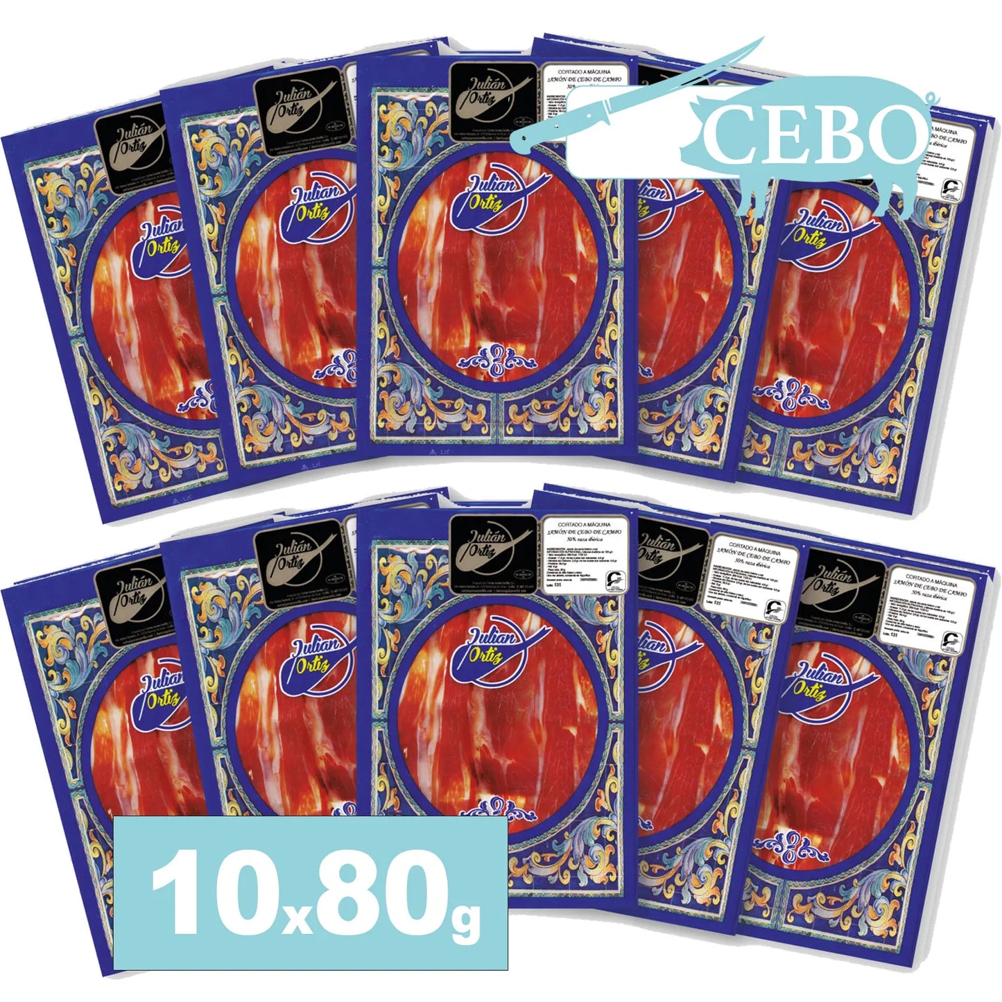 Jamón Ibérico CEBO - 10uds x 80g